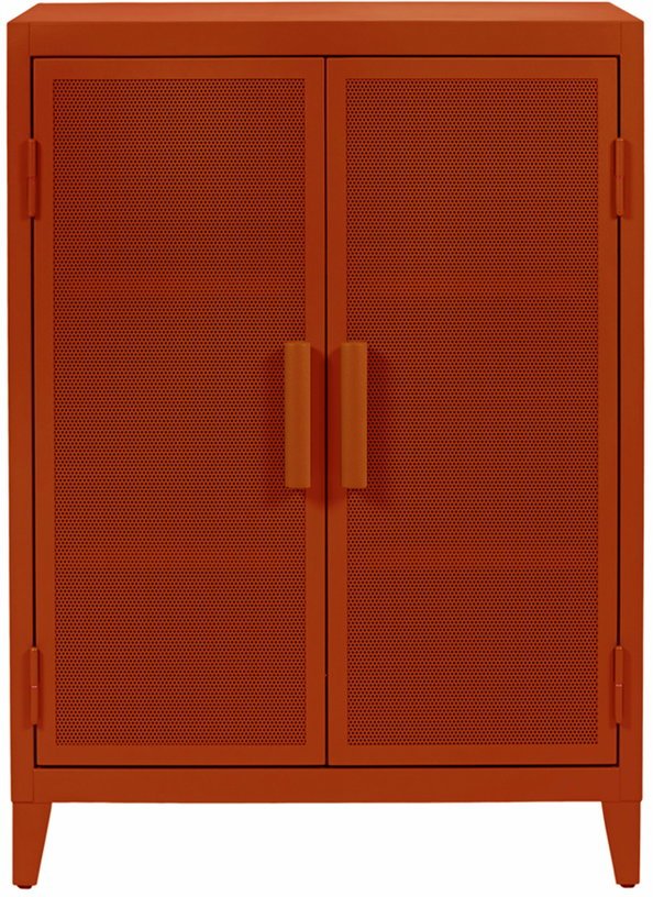 Vestiaire en acier perforé B2 bas Terracotta mat fine texture - Tolix - The Cool Republic