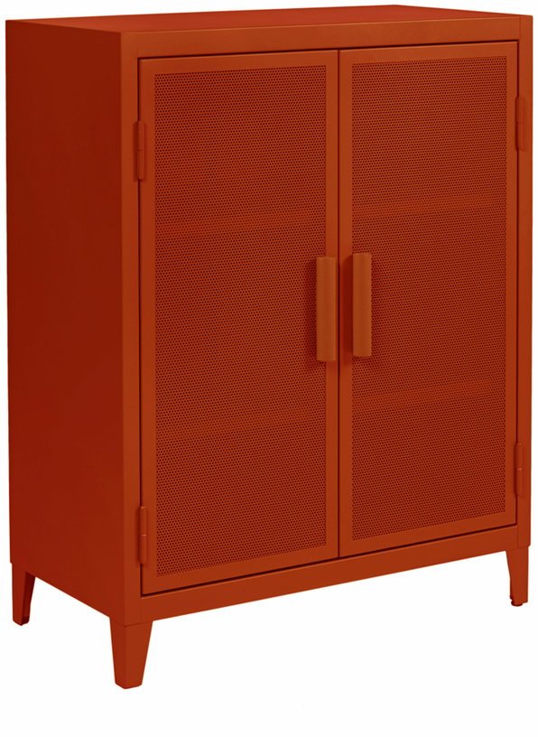 Vestiaire en acier perforé B2 bas Terracotta mat fine texture - Tolix - The Cool Republic