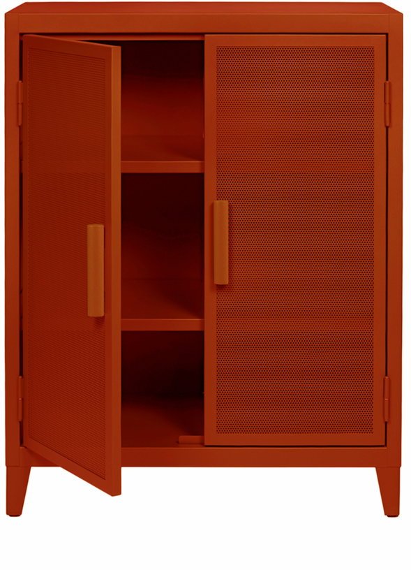 Vestiaire en acier perforé B2 bas Terracotta mat fine texture - Tolix - The Cool Republic