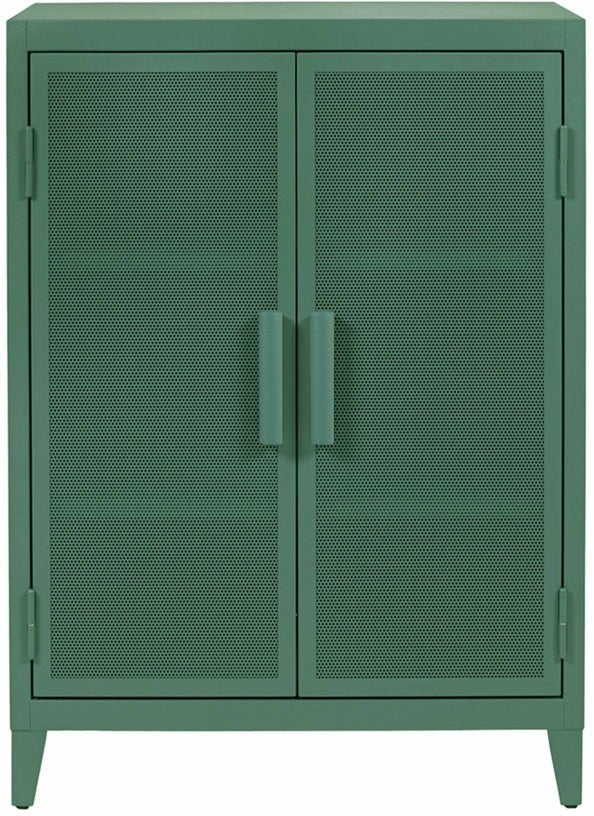 Vestiaire en acier perforé B2 bas Vert lichen mat fine texture - Tolix - The Cool Republic