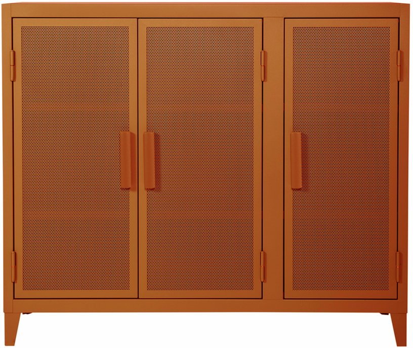 Vestiaire en acier perforé B3 bas Terracotta mat fine texture - Tolix - The Cool Republic