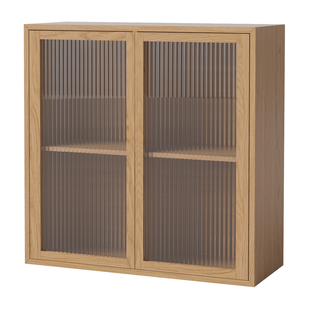 Vitrine murale en chêne huilé et verre cannelé 70 x 28 cm Case - Bolia - The Cool Republic