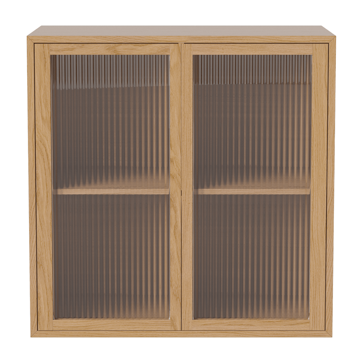 Vitrine murale en chêne huilé et verre cannelé 70 x 35 cm Case - Bolia - The Cool Republic