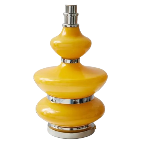 Base de lampe en verre jaune et chrome Bubble Honey - HKLIVING