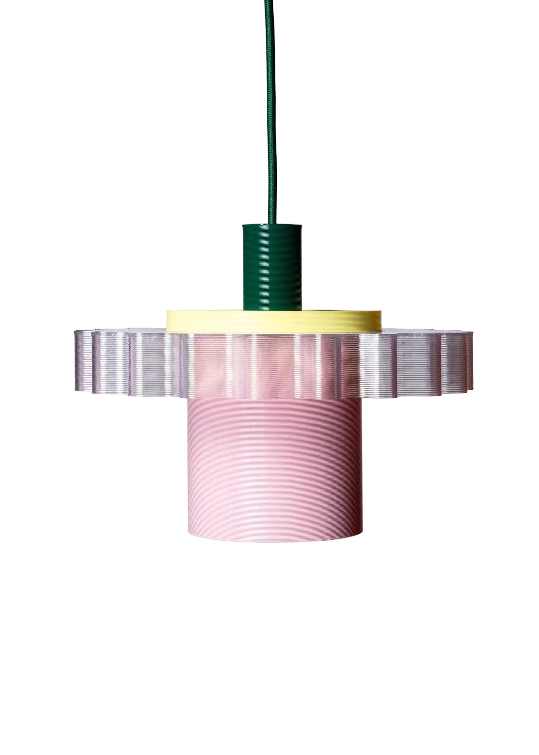 Suspension en plastiques 3D recyclés avec câble vert forêt 28x21cm Gigi n°1 - Warren et laetitia