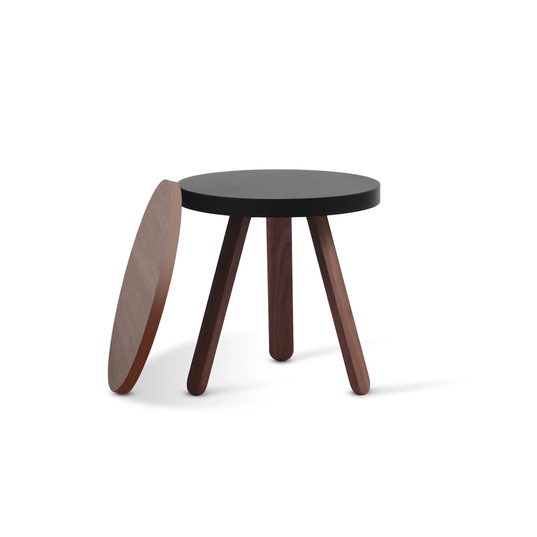 Walnut and black side table 42 cm Batea - Woodendot