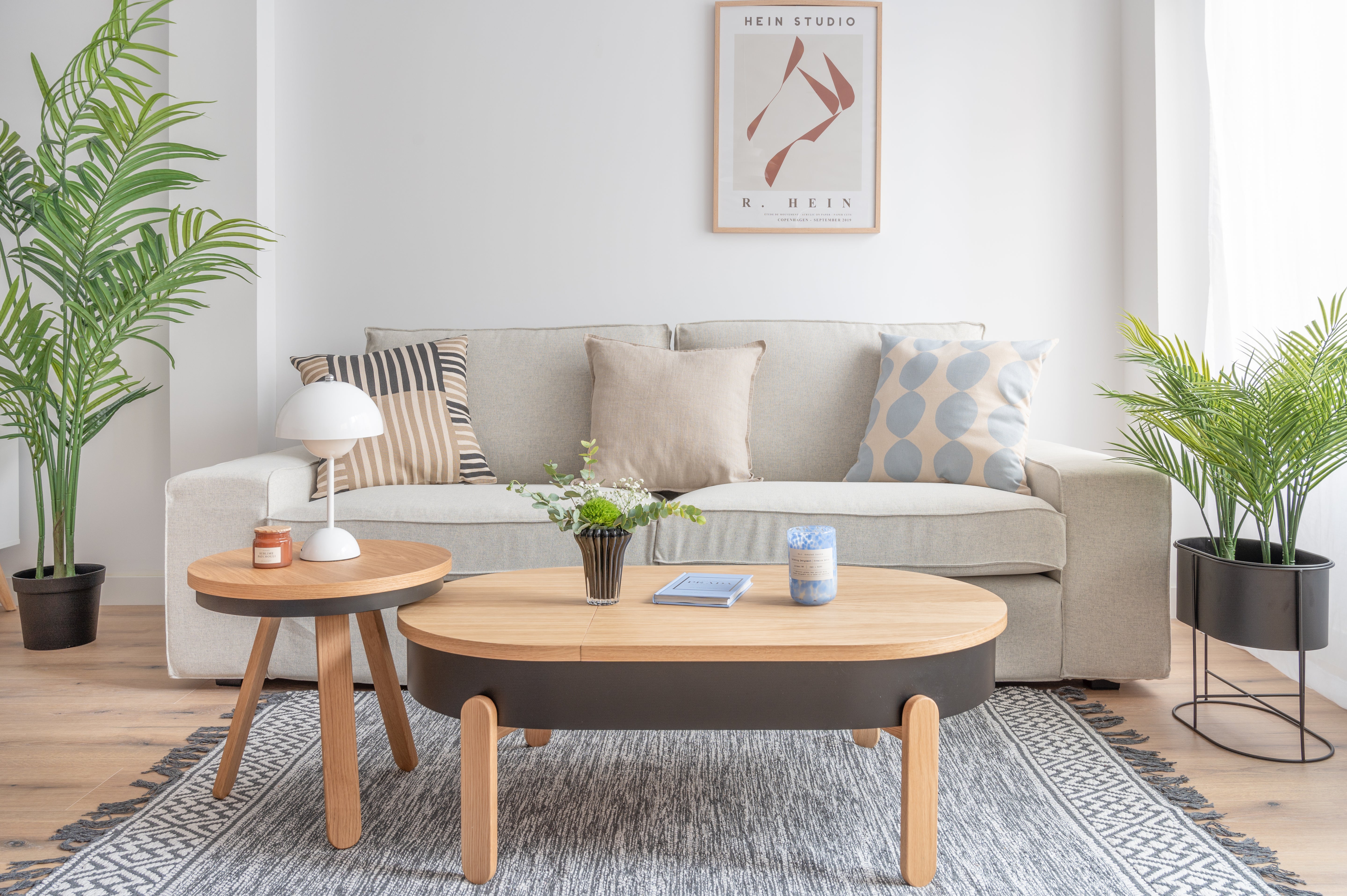 Oak and black side table 42 cm Batea - Woodendot